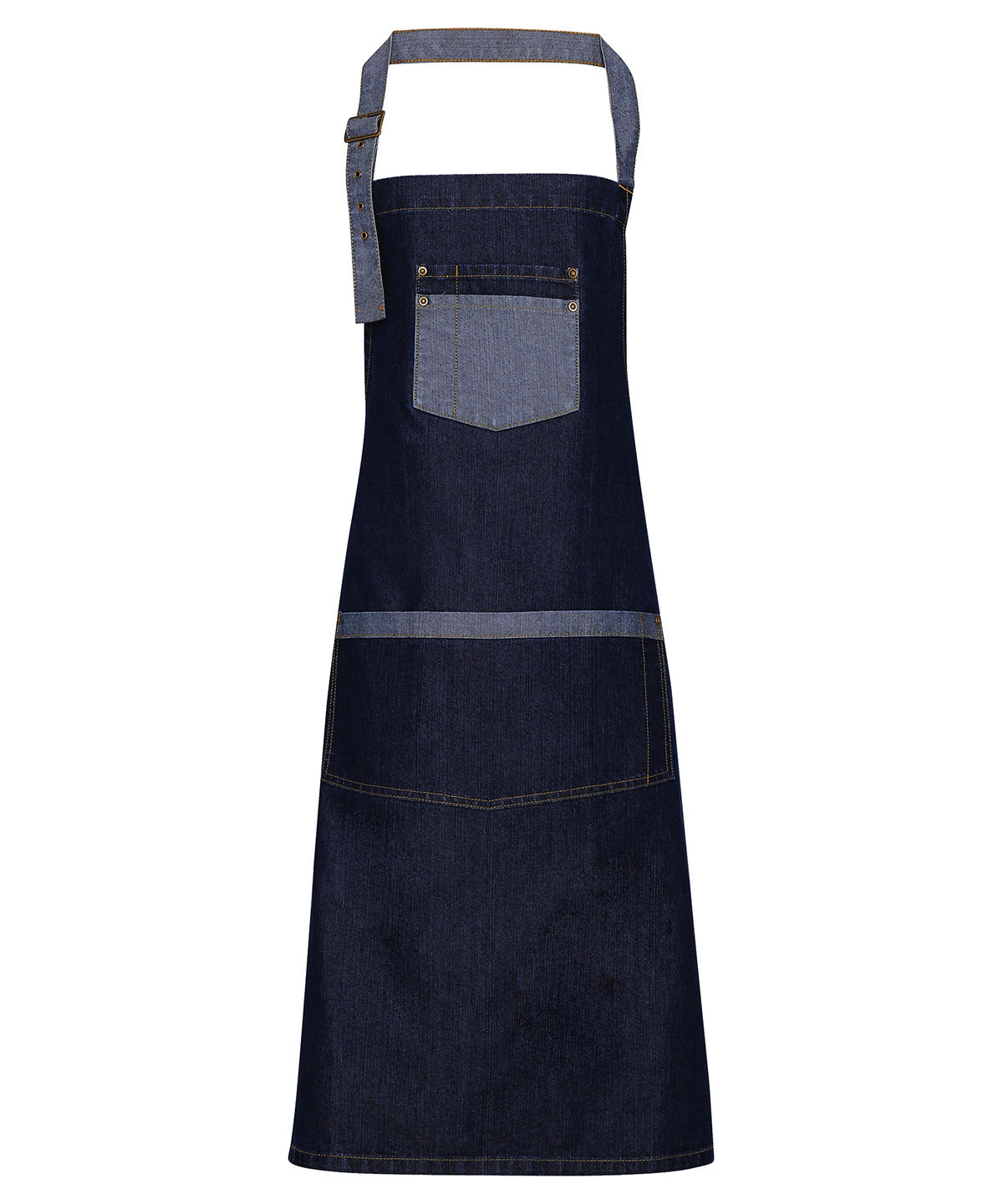 Domain contrast denim bib apron