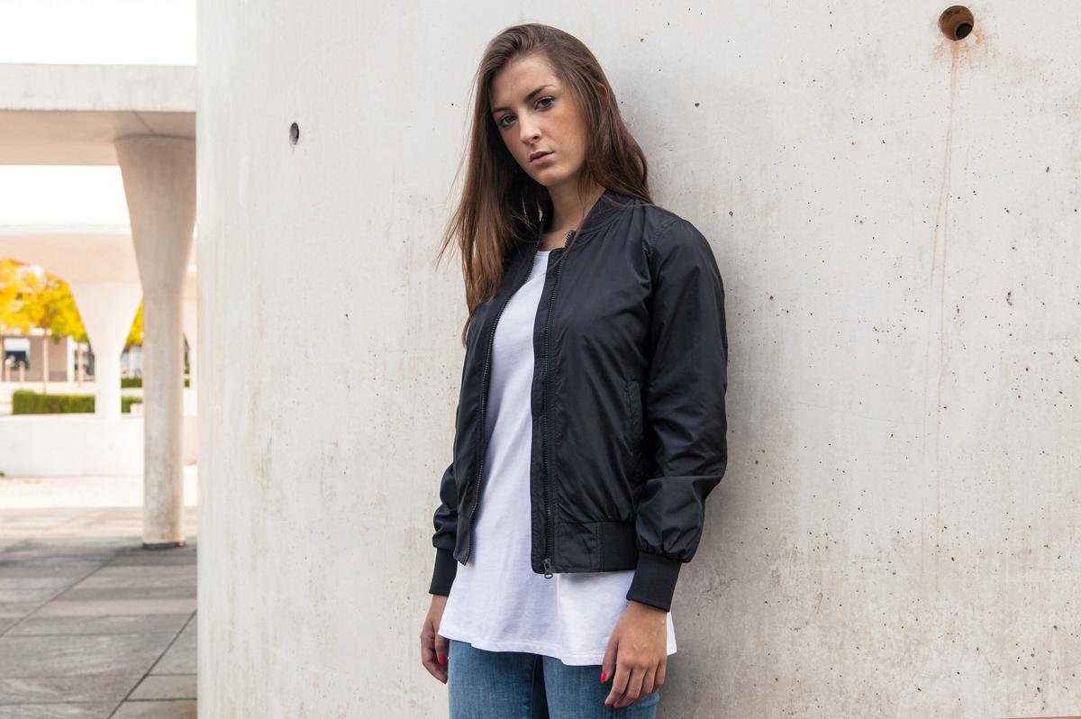 Women's nylon bomber jacket